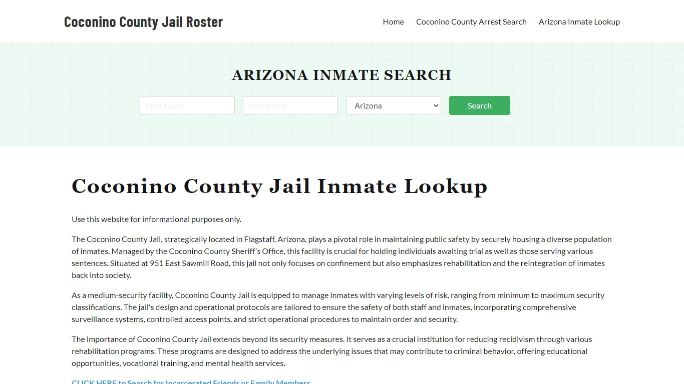 Coconino County Jail Roster Lookup, AZ, Inmate Search